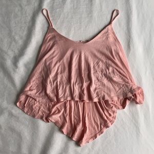 Pink Flowy Crop top with lace detail